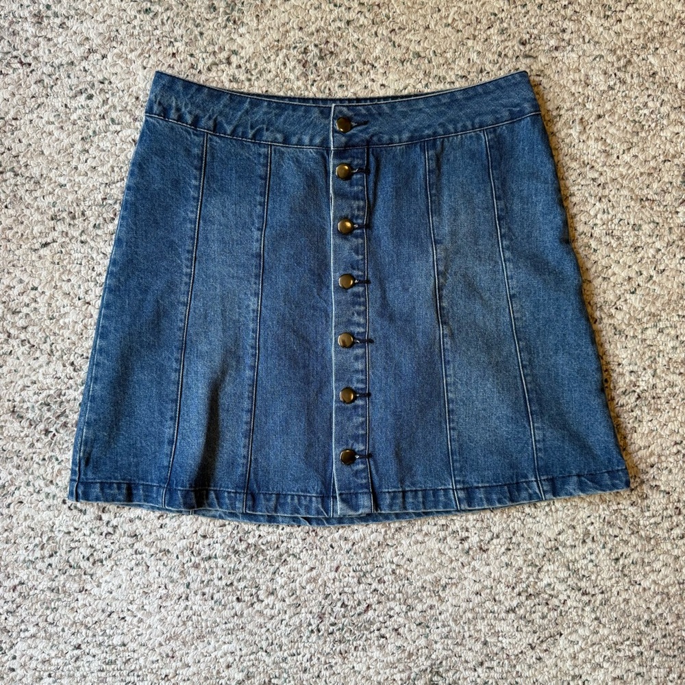 BDG Urban Outfitters Blue Denim Mini Skirt with Button-Front Size Large